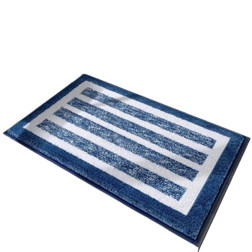 Tapis de bain absorbant antidérapant bleu lavable en machine 61x91 - 4