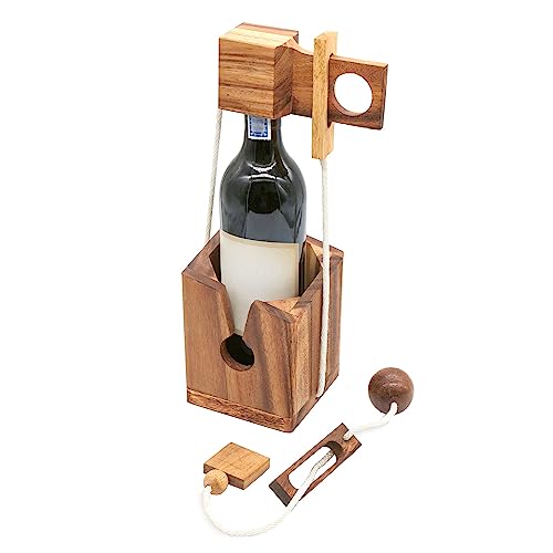 image for BSIRI Wine Bottle Puzzle - Challenging 3D Wooden Wine Bottle Holder an