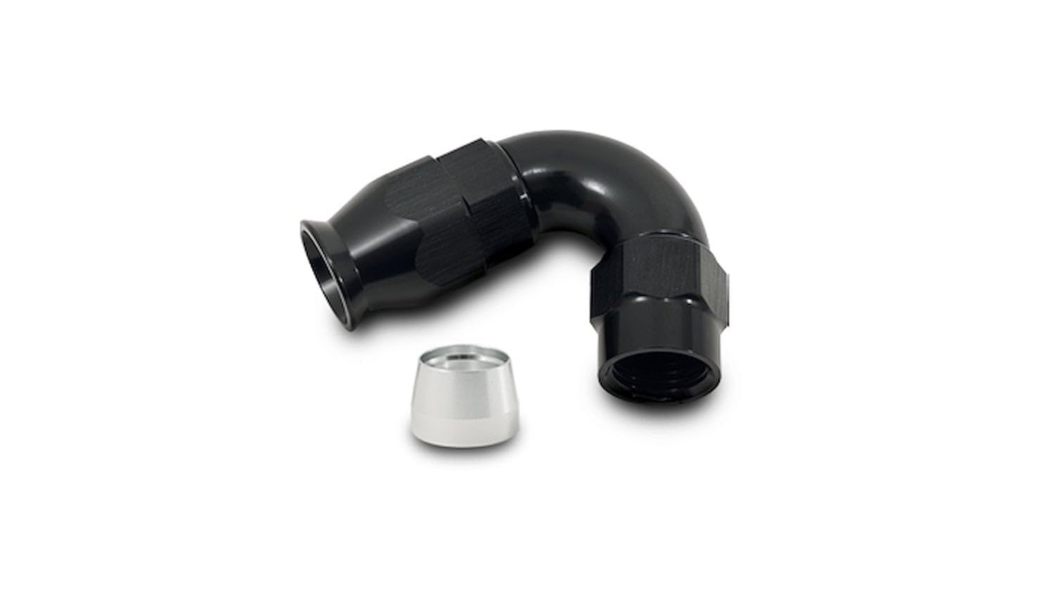 High Flow PTFE Lined Hose End Fitting 120 Degree -8 AN by Vibrant Performance – Stock, Aluminum, Black, Model 28208