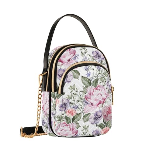 Sac à bandoulière aquarelle roses et pivoines, le cadeau d'anniversaire idéal pour elle