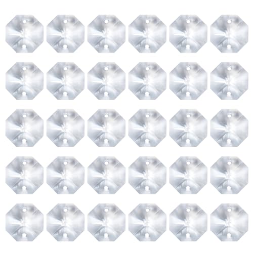 PATIKIL Pendenti in Cristallo K9 a Forma Ottagono con 2 Fori, 60Pz 16mm, Prismi per Lampadari Parti Ornamenti Perline Pendenti per Decorazioni Artigianali Fai-Da-Te, Trasparente