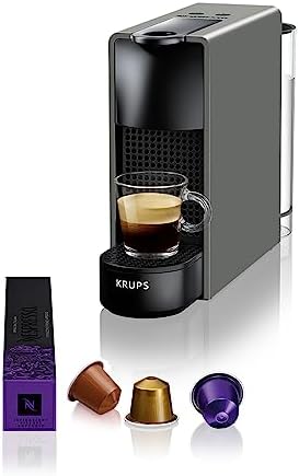 Nespresso KRUPS Essenza Mini Grau Original Kapselmaschine XN110B | Kaffeemaschine, ultrakompaktes Design, 25 Sek. Aufheizzeit, 2 Tassengrößen, 19 Bar Druck