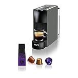 Krups Nespresso Essenza Mini XN110B Máquina de café com cápsulas Nespresso, compacta, 2 programas de café, 19 bares, desligamento automático, cor cinza, inclui kit de boas-vindas