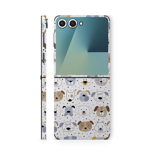 Phone Skin Compatible with Samsung Galaxy Z Flip 7 - Doodle Dogs - Premium 3M Vinyl Protective Wrap Decal Cover - Easy to Apply | Crafted in The USA by MightySkins by Vision Signs & Graphics - Used condition - US$17.04