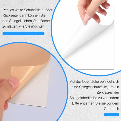 uinnossvc 8 Stück Spiegel Zum Kleben,Glas Spiegelfliesen Selbstklebend 15x15 cm, HD DIY Klebespiegel Für Wand Deko, Schrank, Badezimmer, Wohnzimmer, Schlafzimmer