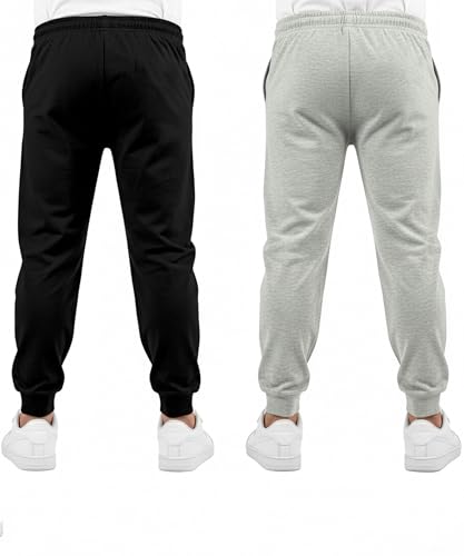 Image of KYDA KIDS 100% Cotton Track Pants for Boys | Premium Printed Soft Single Jersey Fabric | Elastic Waist Loose Fit Summer Full Length with Rib Hem (Pack of 2)