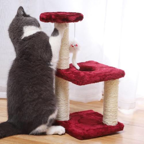 Cythyun CYTHYUN-OGDO9X Three-Tier, Three-Post Cat Climbing Frame Sisal Cat Scratching Post Kitten Toys Stress Relieving Fun Toys thumb #2
