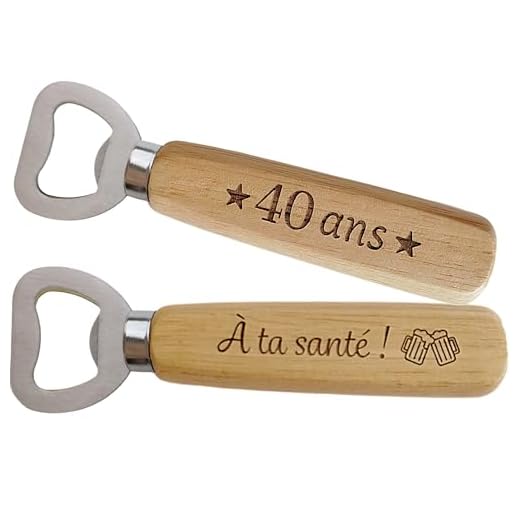 40 ans Cadeau Décapsuleur en Bois Personnalisé Gravé sur Deux Faces - Cadeau Anniversaire 40 ans Homme Idée Cadeau Anniversaire Homme et Femme