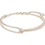 Swarovski Bracciale rigido Lifelong, bianco, Placcato oro rosa
