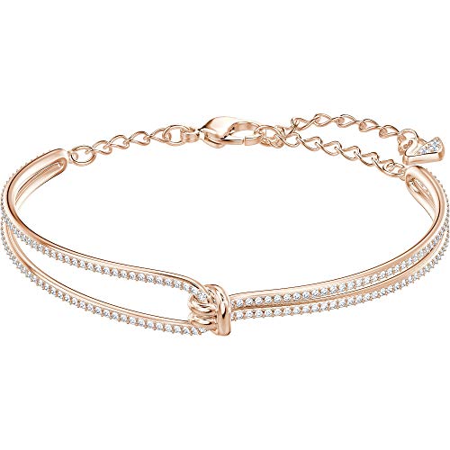 Swarovski Bracciale rigido Lifelong, bianco, Placcato oro rosa