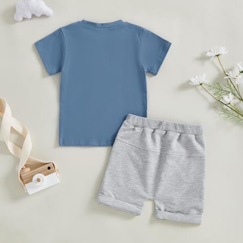 WZTYYDS Toddler Baby Boy Summer Clothes Set Truck Letter Print Crew Neck Short Sleeve T-Shirts Shorts 2Pcs Outfits3