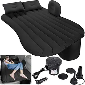 Prextex Premium Car Inflatable Bed with Pump & 2 Air Pillow | Quick Inflatable Back Seat Bed | Car Inflatable Mattres | Car Bed Mattress | Car Bed for Kids,Travel,Camping,Picnic, Beach (Grey)