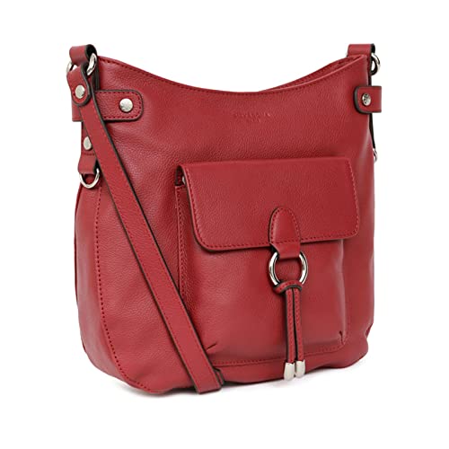 Sac porté travers Hexagona Rouge Foncé en Cuir pour Femme Collection Confort