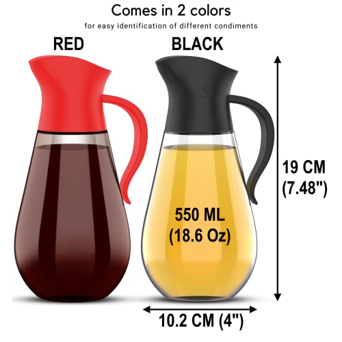 Brieftons Oil & Vinegar Dispensers: 2 X 18.6 Oz Leakproof Glass Oil Dispenser Bottles, Dual Condiment Dispensing Cruets, Easy Pouring With Auto Flip Cap & Stopper, Drip Free & Spill Free Design #TOP5