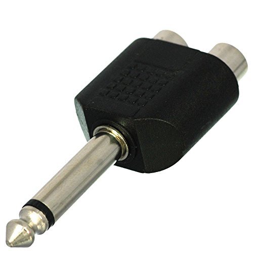 CESS 6.35mm 1/4 Inch Mono Male to Dual RCA Female Splitter Adapter - 1/4 TS Male to RCA Female (3 Pack)