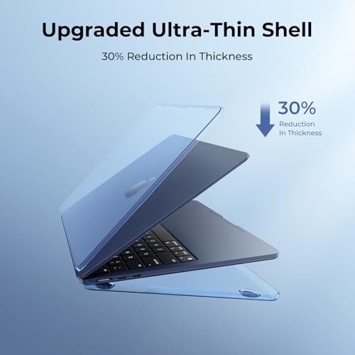 Image of EooCoo Case Compatible for MacBook Air 13.6 inch 2026 2025-2022, M4 M3 M2 A3240 A3113 A2681,[Match Original Machine Color] Ultra-Thin Invisible,High Transparency Laptop Hard Shell Cover-Midnight Clear