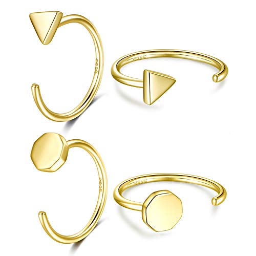 Image of CHIC & ARTSY 925 Sterling Silver Half Hoop Earrings for Women, Small Huggie Hoops Set with Ball Bar Star Moon Cross & Pearl, Lightweight Comfort Fit Everyday & Sleep Earrings