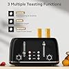 Toaster 4 Slice, Retro Stainless Toaster with 6 Bread Shade Settings,1.5''Wide Slots with Cancel/Defrost/Reheat Functions,Dual Independent Control Panel, Removal Crumb Tray (Black)