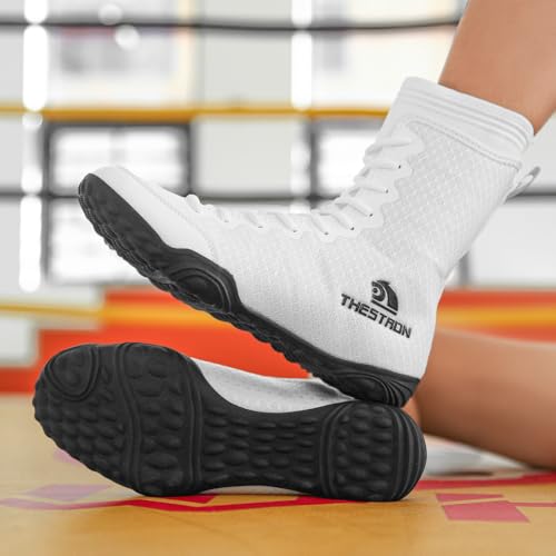 Image of THESTRON Men's Professional Boxing Wrestling Shoes Breathable Fighting Training Boots Male Combat Shoes Man High Top Fitness Sports Sneakers