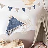 LILIMAUS Wimpelkette Stoff [in 12 Farben] Wimpelkette Kinderzimmer - 100% Baumwolle Handmade Girlande Stoff - Wimpelkette Musselin - Hausbett Deko Mädchen & Jungen - Girlande für Babyzimmer