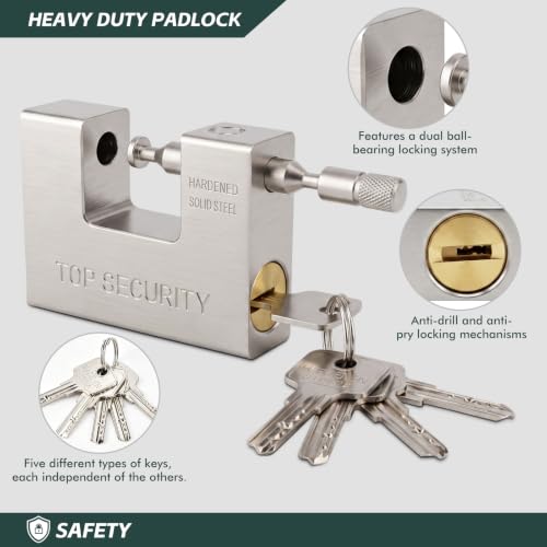 Pad Lock 94MM Heavy Duty Aluminum Core,25MM Thick,9.8MM Shackle with 5 Keys by CDC DIGI - Used condition - Image 4