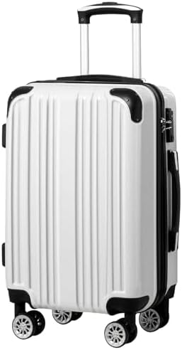 Coolife Luggage, Lightweight and Durable Hardshell, white grid new, M(24in), Modern Casual