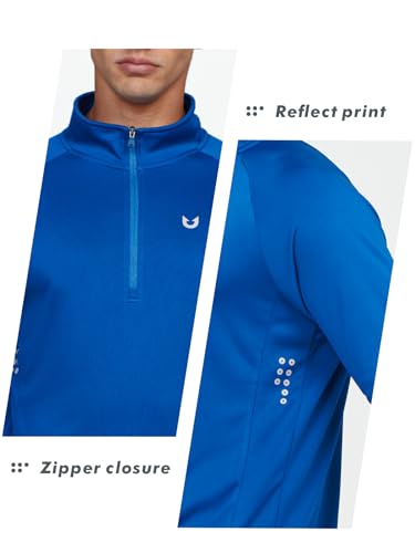 Image of NORTHYARD Men's Quarter Zip Pullover Athletic Running Shirt Long Sleeve | 1 /4 Zip Top, Quick Dry Lightweight, Moisture Wicking Breathable, Reflective Strips, Performance Workout Gym, Hiking Sports