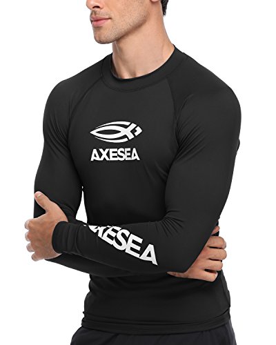 AXESEA Men Long Sleeve Rashguard UPF 50+ Rash Guard Swim Shirt Athletic Swim Tops2
