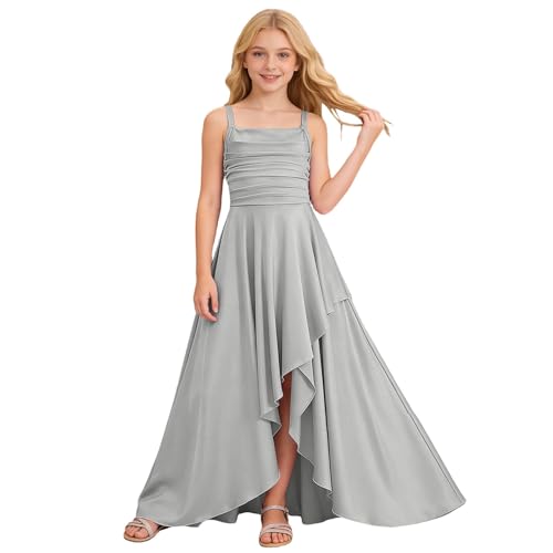 Vestido festivo para niñas con cuello halter de gasa ligero y corte A elegante