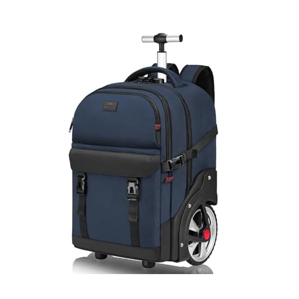 MATEIN Rolling Backpack with Wheels, 17 Inch Large Roller Backpack with Combination Lock, Water Resistant Anti Theft Travel Wheeled Backpacks Laptop Back Pack for Men Women Work Business Commute, Blue