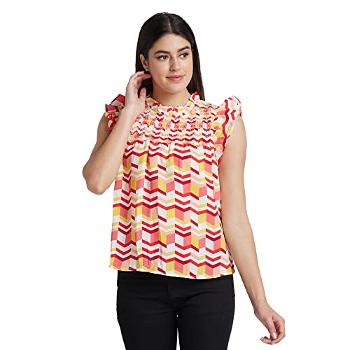 Image of Globus Women Blue Self Design Square Neck Fitted Top