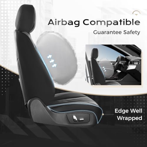 Image of Coverado Car Seat Covers Full Set, Seat Covers for Cars, Front Seat Covers and Back Seat Cover Waterproof Leather Automotive Seat Cover, Universal Car Interior Protectors Cushion for Most Cars