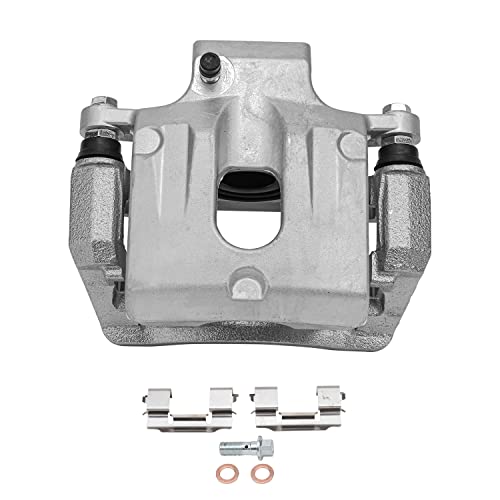 Image of Detroit Axle - Rear Disc Brake Rotors + Left Brake Caliper Replacement | for Chevy Traverse GMC Acadia Buick Enclave Saturn Outlook - 3pc Set