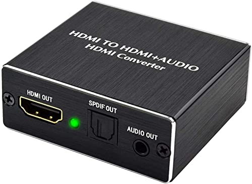 Ozvavzk HDMI Audio Extracteur 4Kx2K Convertisseur HDMI vers HDMI SPDIF TOSLINK Optique et Audio Stéréo 3,5 mm Numérique vers Analogique Adaptateur 4K - Aluminum