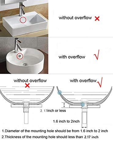 GORDEE Bathroom Faucet Vessel Sink Lavatory Vanity Pop Up Sink Plumbing Stopper with Overflow, Fit for US Standard Drain Hole (1.57 - 1.9 inches), Brushed Nickel Finish, Gold