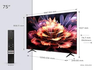 TCL 75P69K TV LED Direct da 75", TV HDR 4K, Smart TV con tecnologia Google TV (Dolby Audio, Motion Clarity, compatibile con Google Assistant e Alexa)