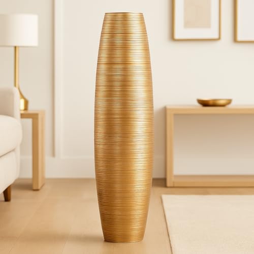 Image of Leewadee Large Floor Vase 34 inches Mango Wood for Pampas Grass, Dried Flowers