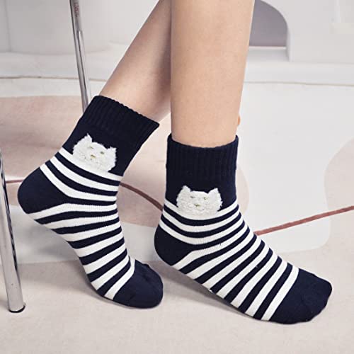 Teenloveme Calcetines Termicos Mujer Calcetines Invierno Coloridos, Mujer Calientes Calcetines de Algodon Gruesa, Mujer Calcetines de Animales Lindos, 4 pares - imagen 3