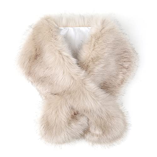 Faux Fur Shawl for Women Party Fake Fur Collar Scarf Bridal Wedding Wrap Fluffy Shrug Stole Evening Winter Coat