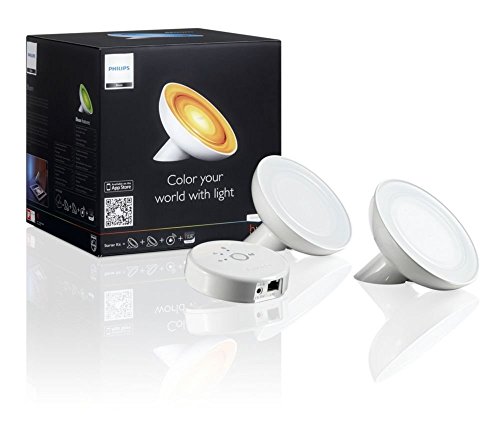 Philips 7199460PH Hue Kit de Démarrage 2 LivingColors Bloom Connectées + Pont de Connexion Métal Blanc 16 x 30 cm Lot de 2