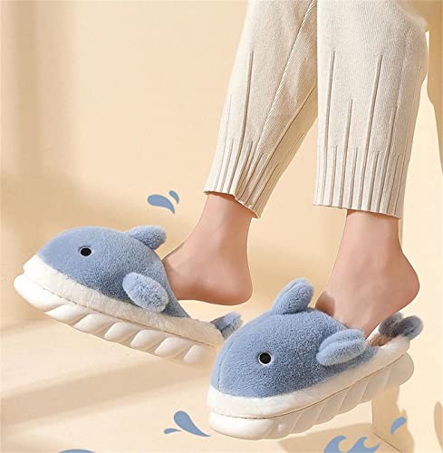 Plush Home Slippers for Men and Women, Cartoon Shark Animal Cotton Slippers, Winter Indoor Warm Soft and Comfortable Thick-soled Shoes2