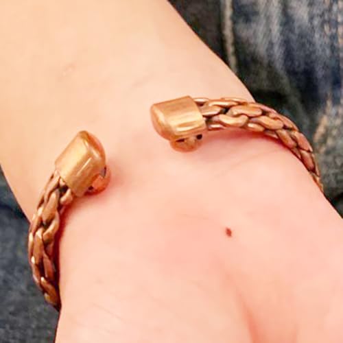 Image of Touchstone Copper bracelet Tibetan style. Hand forged with solid and high gauge pure copper. Elegant weave pattern.