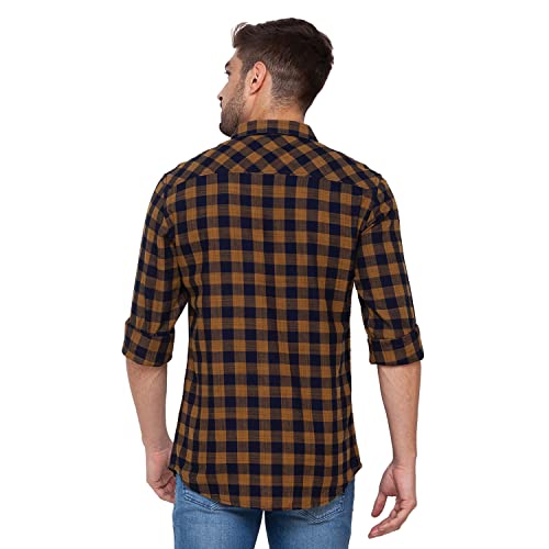 Image of Spykar Men's Cotton Checkered Slim Fit Shirt