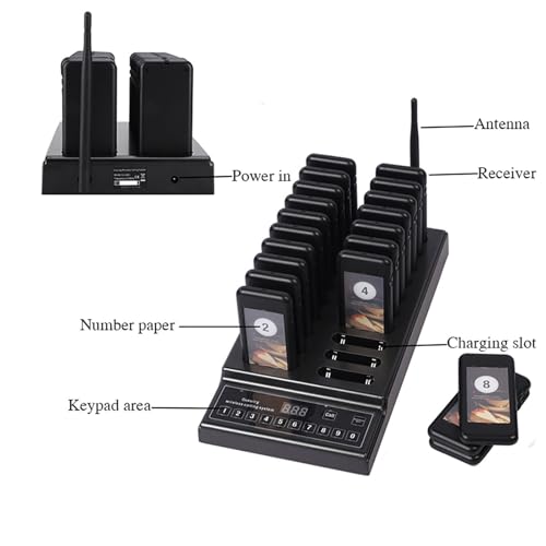 Bezprzewodowy Pager Restauracyjny (Wibracja + BłYsk + BrzęCzyk), System PrzywołYwania Restauracji (OdległOść Transmisji: 1000 M), 999 KanałóW, Zdalne WywołYwanie - Unikaj DłUgich Kolejek