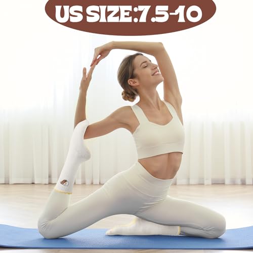 Image of Jspupifip 2 /4 /5 Pairs Cute Pilates Socks for Women Embroidery Non Slip Yoga Socks for Barre Workout Hospital