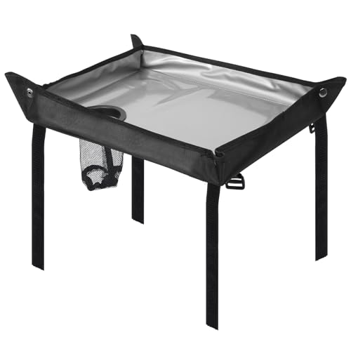 XXLAUBBD Folding Walker Tray with Cup Holder Non-Slip Mat Fit Standard Walker Removable Easy Assembly Adult Senior Mobility Medical Table Accessory (Black)