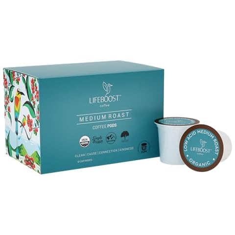 Lifeboost Medium Roast Low Acid Coffee K Cups - Single Origin Mold Free Non-GMO Organic Coffee Pods - Compatible with Keurig & Keurig 2 Machines - 10 Count Cover