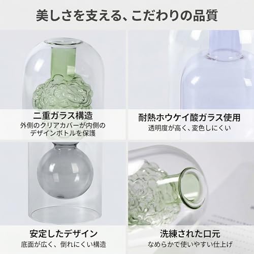 Queen-b アロマ ディフューザー ボトル 二重ガラス おしゃれ エッセンシャル オイル 芳香 ポット リード 容器 玄関 寝室 イエロー