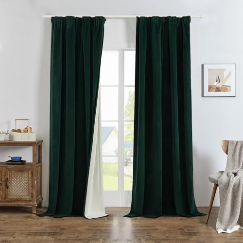 Joydeco 100% Blickdicht Samt Vorhänge mit Kräuselband 2 er Set H 245 x B 132...