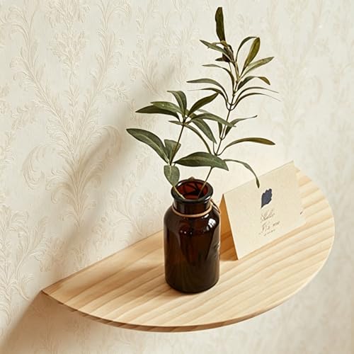Onxyrbyte Estante Flotante semicircular de Madera,Estante de Pared de Madera Maciza Semicircular,Baldas Flotantes Decorativa Rústica,Ahorro de Espacio,Fácil Organización,para Fotos,Plantas y Libros